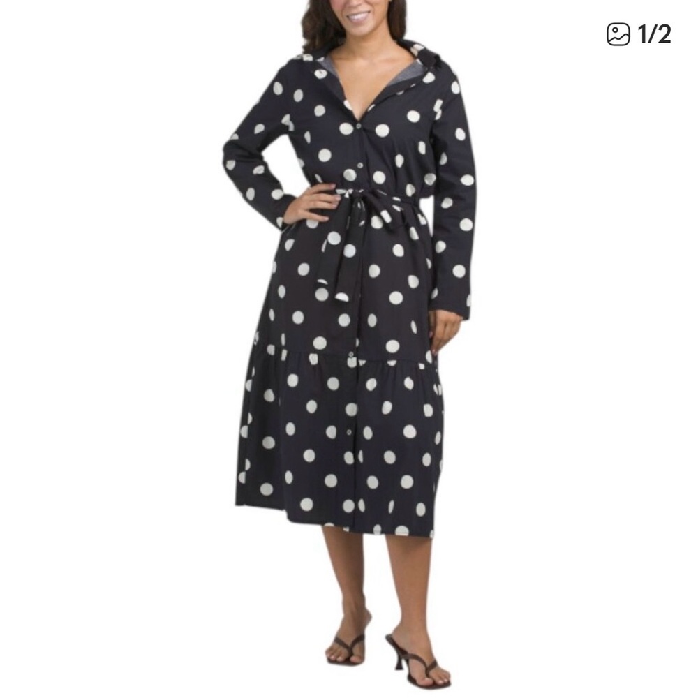 Polka Dot Long Sleeve Dress, size M .
made in Italy, organic fabric.